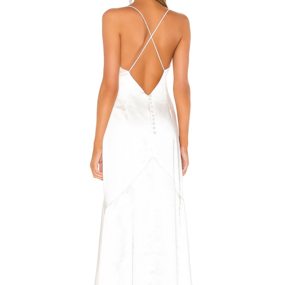 Aisle White Satin Cowl Neck Maxi Dress